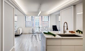 Open Loft Kitchen/Dining  with Sliding Panels in an Open Position