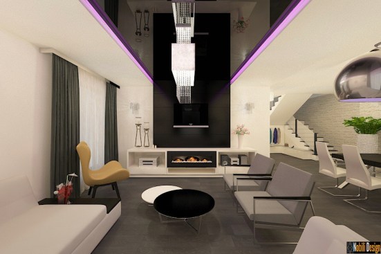 Design interior living vila moderna Bucuresti.