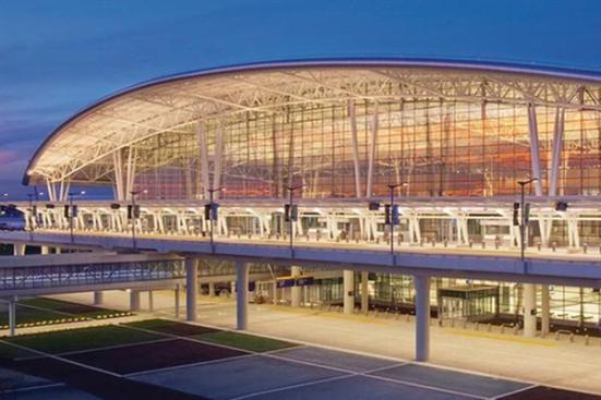 St. Louis-based HOK's approach to the design for the Colonel H. Weir Cook Terminal at Indianapolis International Airport included recycled and locally sourced materials, as well as a closer look at how to mitigate the as-yet unavoidably toxic aspects of the airline industry.