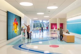 Oishei Children’s Hospital is an innovative, high-quality and self-sufficient facility that, through its design elements, offers comfort to families that walk in with a sick child.