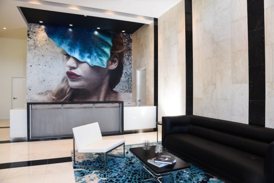 Eve portrait by artist Anna Sweet in the reception area.