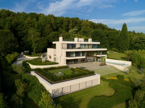 Swiss residence exterior southwest view