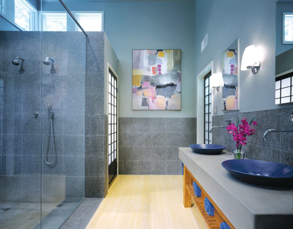 One juror noted that the clever use of light versus shadow gives the room's clean lines more depth and interest. Carnemark selected low-voltage wall washers along the ceiling perimeter to produce evenly luminous walls rather than having harsh spotlights.