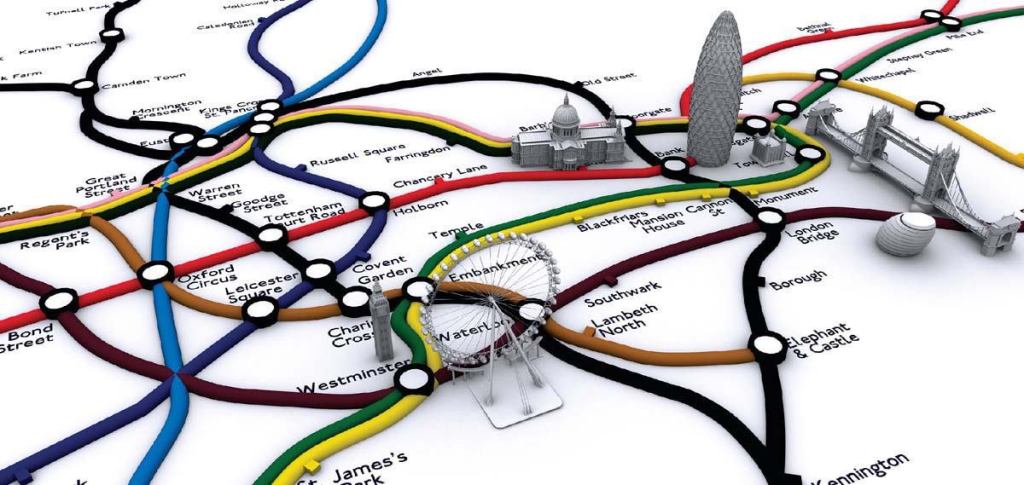 Ways of seeing London: Iconic London, based on the real geographic location of the London Underground.