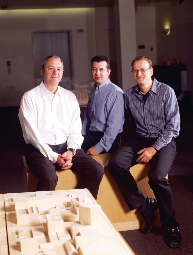 The design team at Zimmer Gunsul Frasca Architects was led by Peter van der Meulen, John Breshears, and Mark Perepelitza (left to right).