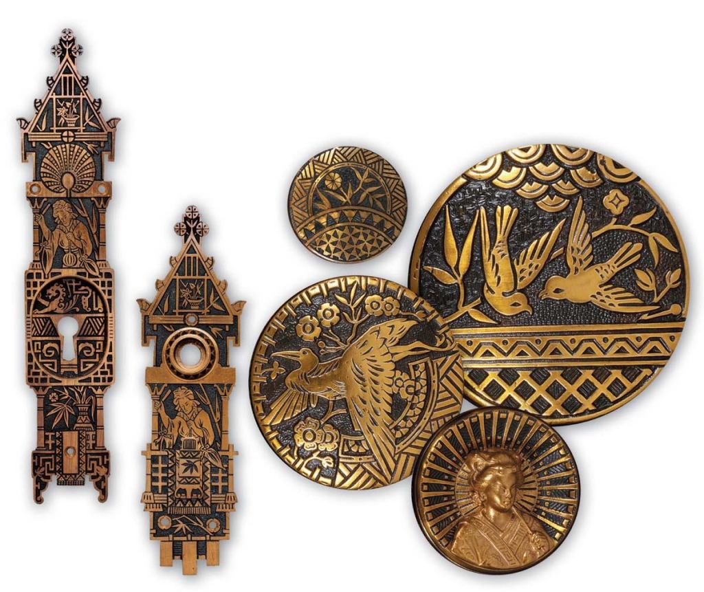 OBJECT brass doorknobs and escutcheons

ARTIST various

DATE late 19th century

PRICE starting at $9

SOURCE eBay