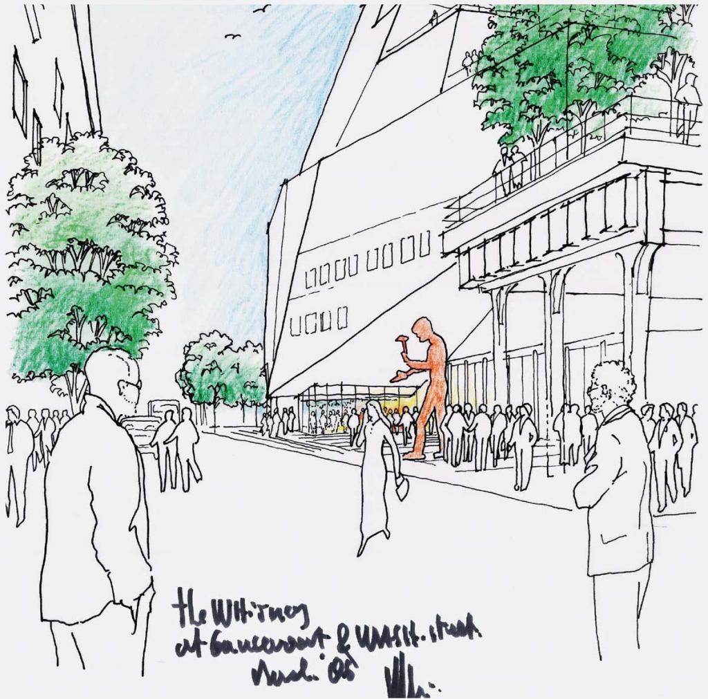 The Whitney Museum of American Art has released Renzo Piano's initial design for a new six-floor, 180,000-square-foot branch in Manhattan's Meatpacking District. Sited between the High Line and West Street, the building will feature 50,000 square feet of gallery space; an education facility, library, theater, study center, and roof gardens are also planned. For those wishing to experience the building on the cheap, entrance to a café, bookstore, and ground-floor exhibition gallery will be free of charge.