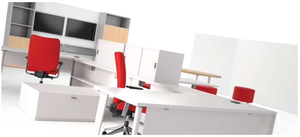 A freestanding wall designed to help small companies in leased offices configure multifunctional workspaces when needed, Turnstone's Group + Community (at top left and far right) offers storage and tech-support elements. The product, created by design director Kirt Martin, is part of the next phase in the manufacturer's Tour line, which was launched at NeoCon in 2007.