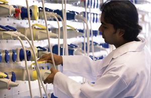 A technician from Intertek TestingServices NA, which offers the ETL mark, checks different plugs as part of the safety testing that lighting products must undergo to receive mark listings for intended use. Along with the Underwriters Laboratories, which offers the UL mark, the two companies service a good portion of the lighting industry.
