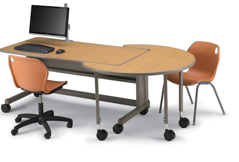 Breakaway Peninsula Table

Smith System

smithsystem.com

Teachers suite that can be arranged in tandem with any of the manufacturer's standard 30" tables or used as an individual piece - High-pressure laminate surface 3/8"-thick bumper - Powdercoat finish on legs and steel surfaces - 3" locking casters