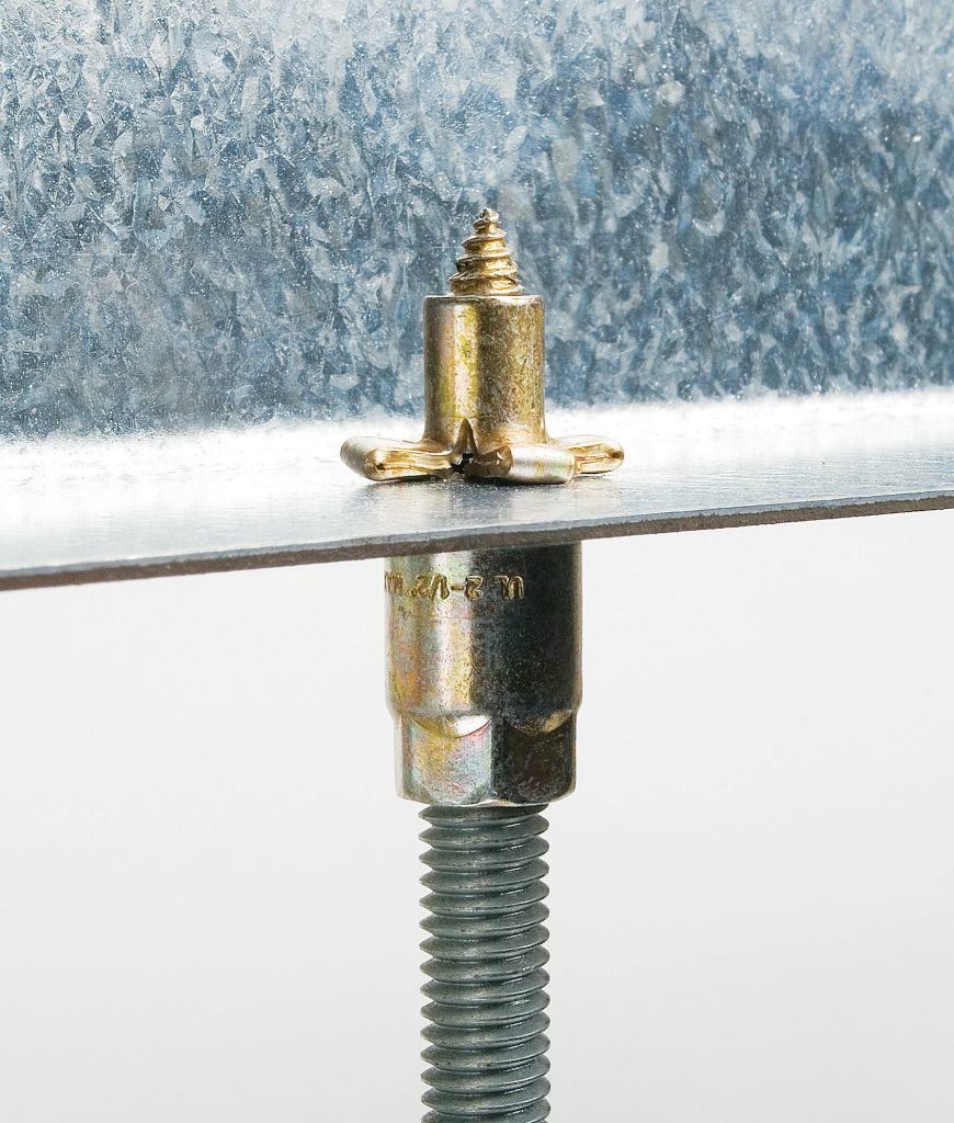 HangerMate threaded rod anchoring system
Elcowww.elcoconstruction.com
Can replace beam clamps, powder-actuated stud pins, eye sockets, or ceiling flanges
Eliminates prepunching or drilling of steel components
Only one driver needed for all anchor sizes, based on drive tool and material being fastened
Two head styles available
Wide array of thread and point styles for use in steel, concrete, masonry, or wood applications