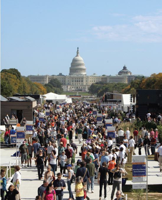 Thousands of spectators visited the 20 student-designed homes on display Oct. 9-18 on the National Mall in Washington, D.C. to view the latest in sustainable and energy-efficient building strategies