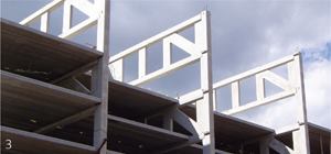 ER-Post truss systemHigh Concrete Groupwww.highconcrete.com

Supports two levels simultaneously



Spans approximately 70 feet



Spaced 40 feet on center



Increases capacity by approximately 15 percent



Allows for large column-free areas on alternating floors



Suitable for mixed-use residential buildings with parking underneath