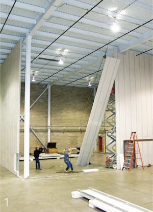 accel-ET steel thermal efficient panel (S.T.E.P.) systemAccelerated Building Technologieswww.accbt.com

Has both climate-control and sound-dampening capabilities



Made of steel framing components fused with expandable polystyrene (EPS)



Panels can be up to 48 feet high



Made of recycled materials and is 100 percent recyclable



May be used for LEED points



Openings can be precut for quick on-site installation