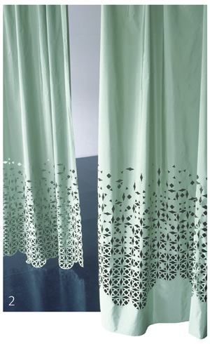 EtrusCarnegiewww.carnegiefabrics.com

Part of Creation Baumann Drapery Collection, which includes three other patterns



Laser-cut overlapping circles form a lace pattern on border



Available in five colors



Made from 100 percent Trevira CS



Bolts are 130 inches wide



Weighs 12.5 ounces per linear yard