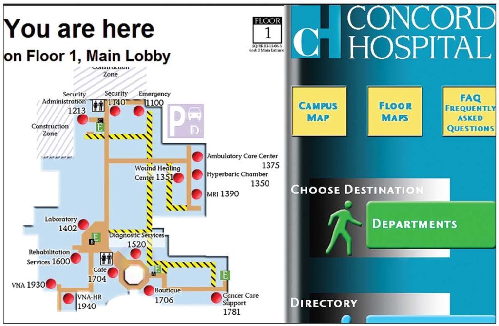 Here2There wayfinding and directory software

Global Software Application

www.here2theresoftware.com

Interactive wayfinding and directory system



Uses floor plans and department lists to give specific directions



Can print out route for visitor



Integrates with patient registry systems



Kiosks and stands can be distributed throughout facility