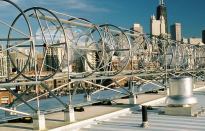 520H Aeroturbine

Aerotecture International

aerotecture.com

Composed of two 510-volt turbines joined horizontally by a shared alternator



Can be bolted or ballasted down horizontally



Requires a dominant wind direction



Custom built to fit the architecture of a building



Nationwide distribution anticipated in 2009