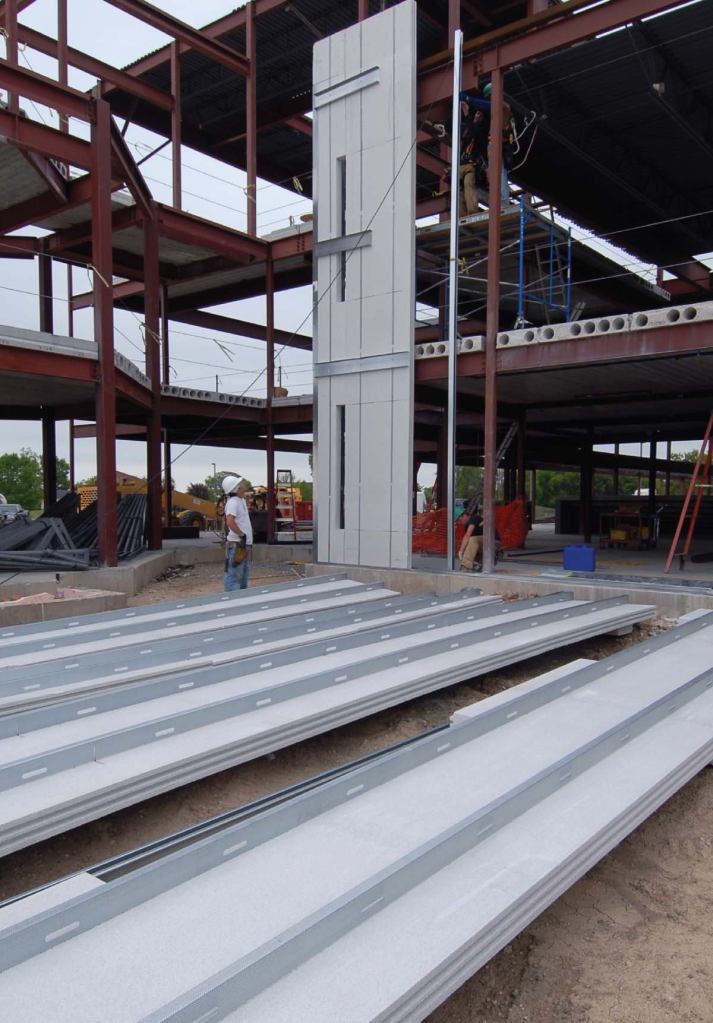 accel-E wall panels

Accelerated Building Technologies

accbt.com

Steel Thermal Efficient Panel wall system



Combines the strength of cold-formed steel framing with the insulation properties of expanded polystyrene



Advantages include energy efficiency, faster installation time, and labor savings



Alternative to conventional wood framing, insulation, and sheathing



48 inches wide