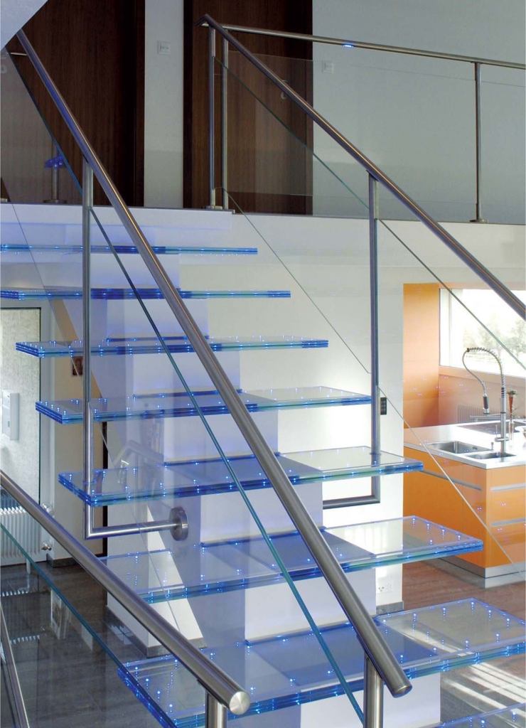 LightPoints LED glass

Schottus.schott.com

LEDs are wirelessly encapsulated inside laminated glass - Can be used in skylights, glass stair systems, facades, and ceilings - A conductive layer applied to the base glass transmits power across the pane to the LEDs - Sizes up to 51 inches by 98 inches 0.4-inch or 0.6-inch thicknesses - Foil or insulating glass laminate - Control options include flashing, running, and animations