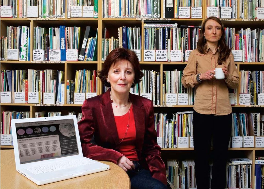 Barbra Wallace (seated) heads the Women's Design Service, a London-based advocacy group founded by women architects, planners, and designers. The WDS partnered with Queen Mary, University of London to create Gendersite.org. Journalist Clare Melhuish (standing) is the site's academic researcher and tracked down the 5,000 documents in its database when it launched last July.