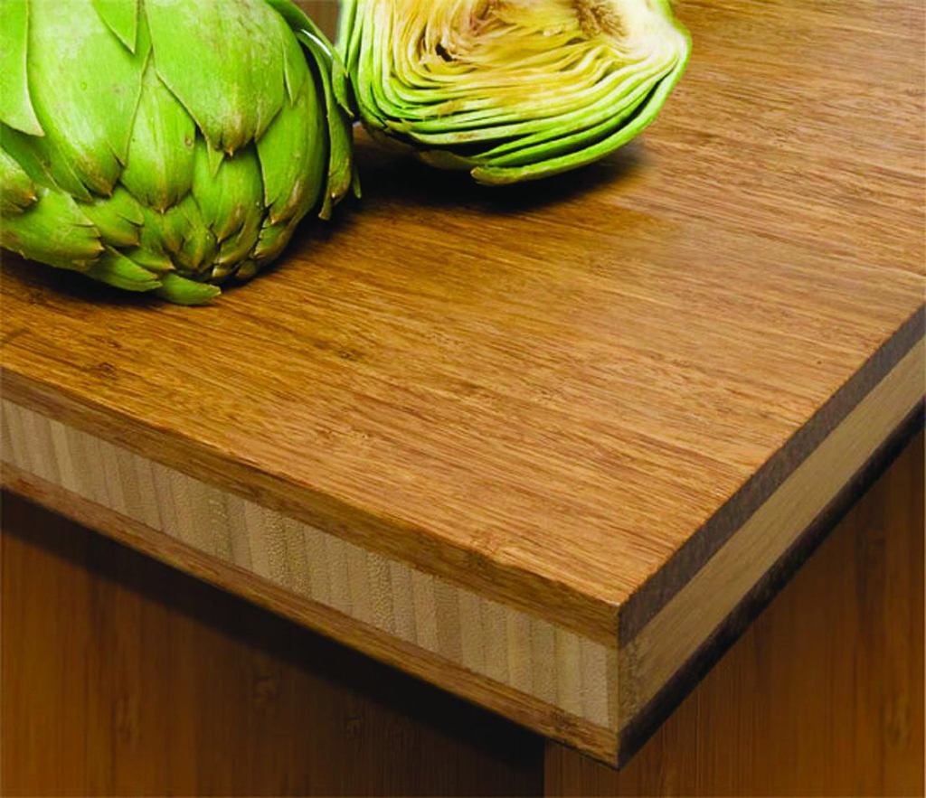 Available in three styles, the new bamboo tabletops and countertops from Teragren provide a sustainable surface for retail and hospitality applications. Strand countertops feature a chestnut face with a vertical-grain core (above), while the End-Grain Strand variety is available in wheat or chestnut with a burl-like pattern. Both Strand options are engineered using Xcora technology, making them 154 percent harder than red oak. The Traditional countertop features a vertical-grain face with a bacteria-resistant, formaldehyde-free surface.
teragren.com