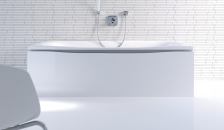 The minimalist PuraVida bathroom suite from Duravit, designed in collaboration with Phoenix Design and Hansgrohe, includes wash basins, toilets, shower trays, consoles, mirrors, cabinets, and bathtubs. Fittings are colored white to blend with the ceramic. The panel that pairs with the built-in tub features a joint that can hold an optional white LED. Furniture pieces are available in red or black paired with high-gloss white, ebony, or aluminum.

duravit.com