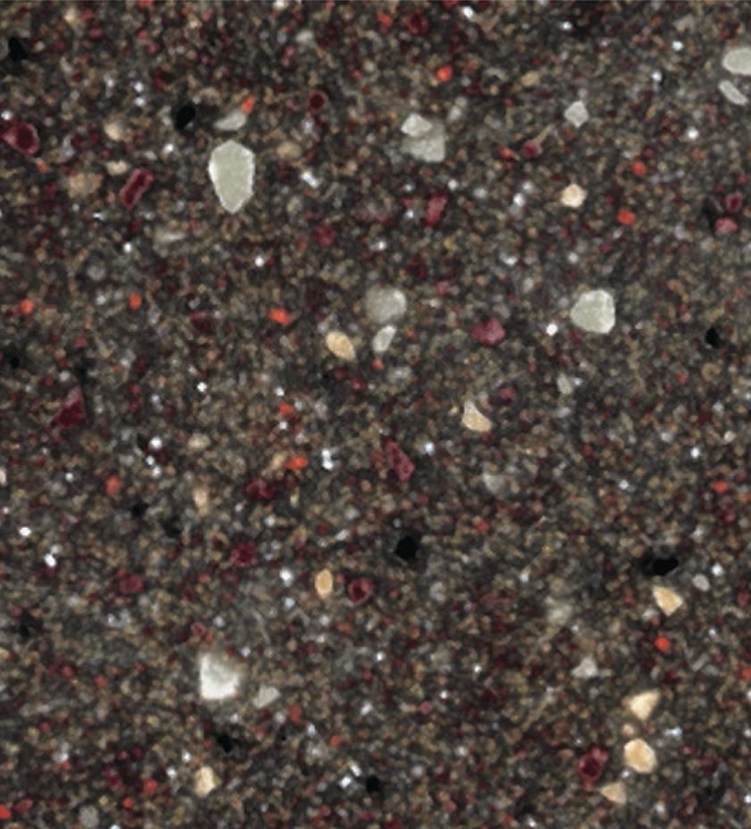 Staron



Samsung

staron.com

Acrylic solid surfacing - Contains minimum of 15% to 30% pre-consumer recycled resin and chip content (varies by collection) - Durable, stain-resistant, easy to clean, and repairable - Nonporous, preventing bacteria, mold, and moisture penetration - Available in 1/4"- and 1/2"-thick sheets