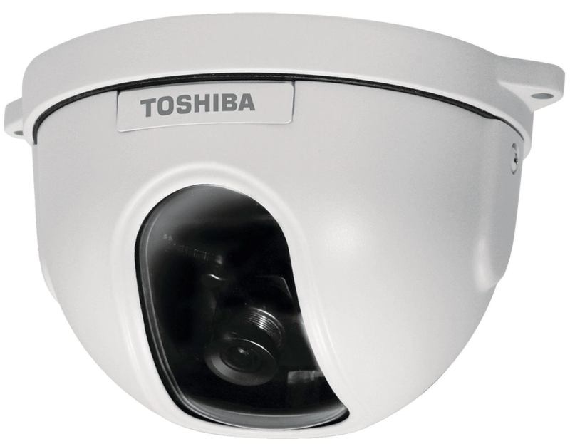 Be on the lookout for the IK-DF03A minidome surveillance camera from Toshiba, which comes in three designs, each with a different fixed lens (3.6 mm, 8 mm, and 12 mm). The wall- or ceiling-mount camera features an all-metal housing, and the pan direction is adjustable up to 350 degrees by rotating its cover ring by hand.

toshibasecurity.com