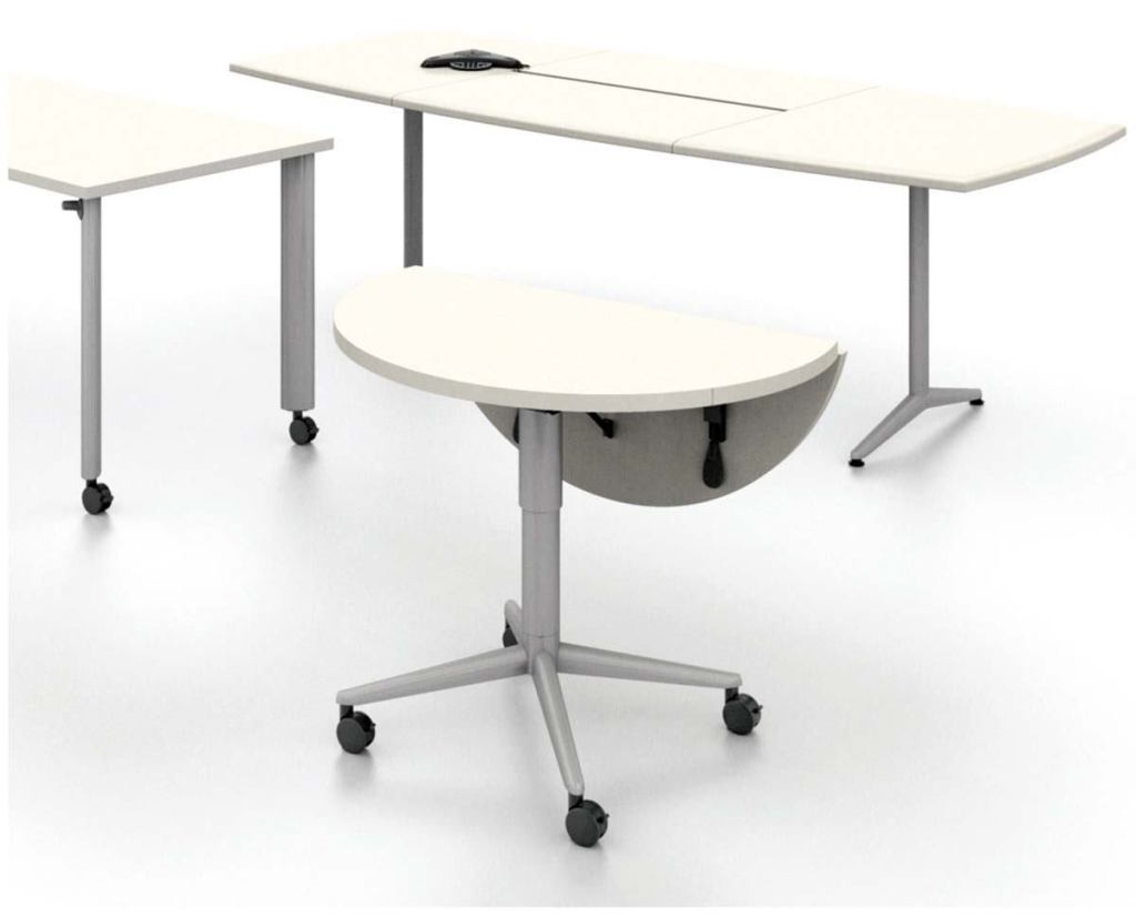 Merge tablesAllsteel Inc.www.allsteeloffice.com

Three models designed for advanced functionality - Power bay stores and provides access to technology tools - Adapts to create meeting space and docks level with other surfaces - Height-adjustable lift-and-release latch adjusts from sit to stand - Exceeds BIFMA standards