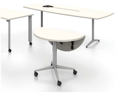 Merge tablesAllsteel Inc.www.allsteeloffice.com

Three models designed for advanced functionality - Power bay stores and provides access to technology tools - Adapts to create meeting space and docks level with other surfaces - Height-adjustable lift-and-release latch adjusts from sit to stand - Exceeds BIFMA standards