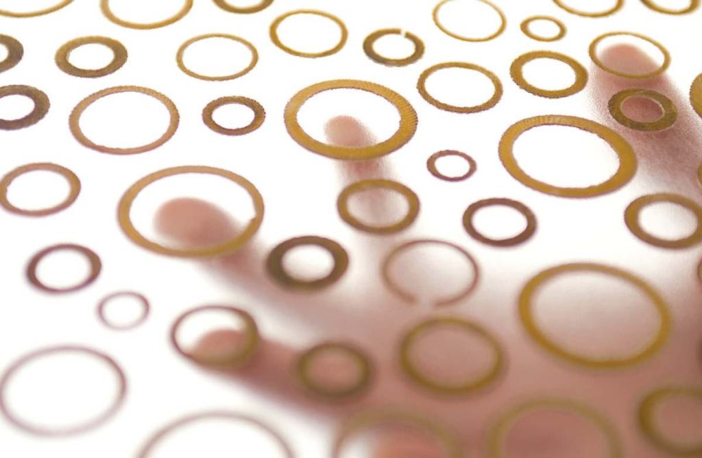 Structured Organics surfacing3Formwww.3-form.com

Organic material embedded in EcoResin 31 diff erent patterns/aggregates - All the organics are rapidly renewable aggregates - Includes banana fiber, bamboo slices and rings, birch branches, curly willow, and others - Greenguard-certified resin is 40 percent post-industrial recycled content