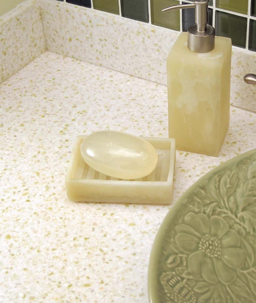 Fresh countertops



LGwww.lgcountertops.com

Acrylic solid surface countertop - The 13th colorway of the Volcanics series from LG HI-MACS - Light pattern of aggregate - Rated for commercial as well as residential use - Existing color palette includes Castle, Marea, Domenica, Basil, Marin, Kohala, Casera, Santorini, Steller, Cameroon, and Lattetude