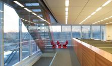 AAC SolarTrac 3 shading system



MechoShade Systemswww.mechoshade.com

Software dynamically adjusts the position of window shades to maximize views to the outside and increase the use of natural light - Reduces interior lighting loads, direct solar gain, and excess glare on the window wall - Shades are deployed by roof-mounted radiometers that calculate solar angle and determine sky conditions