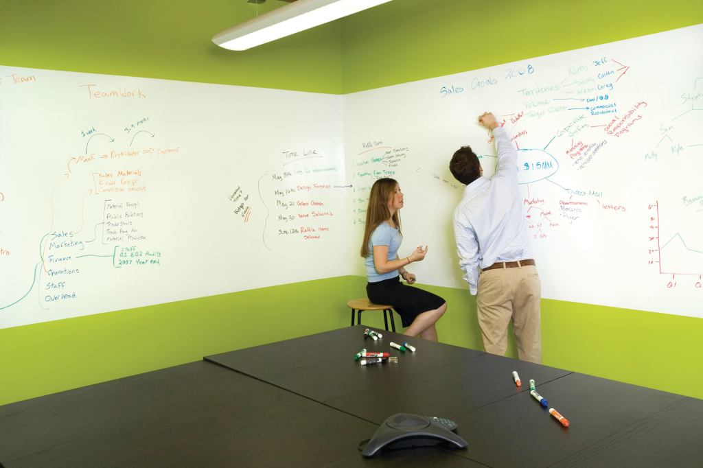 IdeaPaint

IdeaPaint

ideapaint.com

Single-coat, roller-applied paint that transforms any smooth surface (including drywall, plaster, chalkboards, wood, and laminates) into a dry-erase writing surface - Works with every brand of dry-erase markers - Low cost - Produces no seams - Will not stain and dirty over time - Erases easily - Formaldehyde free - Cures in seven days