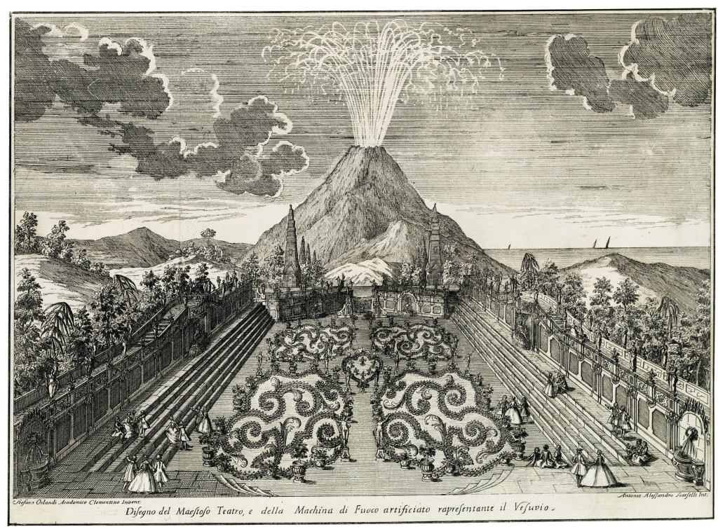 OBJECT



In the summer of 1738, the city of Bologna pulled out all the stops to celebrate the wedding of Charles VII, King of Naples and Sicily, to Maria Amalia of Saxony. A commemorative volume—one of 472 lots belonging to "Splendid Ceremonies: the Paul and Marianne Gourary Collection of Illustrated Fête Books," auctioned by Christie's in June—has text of the musical serenade performed in the couple's honor, as well as sonnets dedicated to them. The plate shown here offers a panoramic view of the stage built for the wedding, with a spectacular faux Mount Vesuvius shooting fireworks in the background. Sold for $7,500;

christies.com