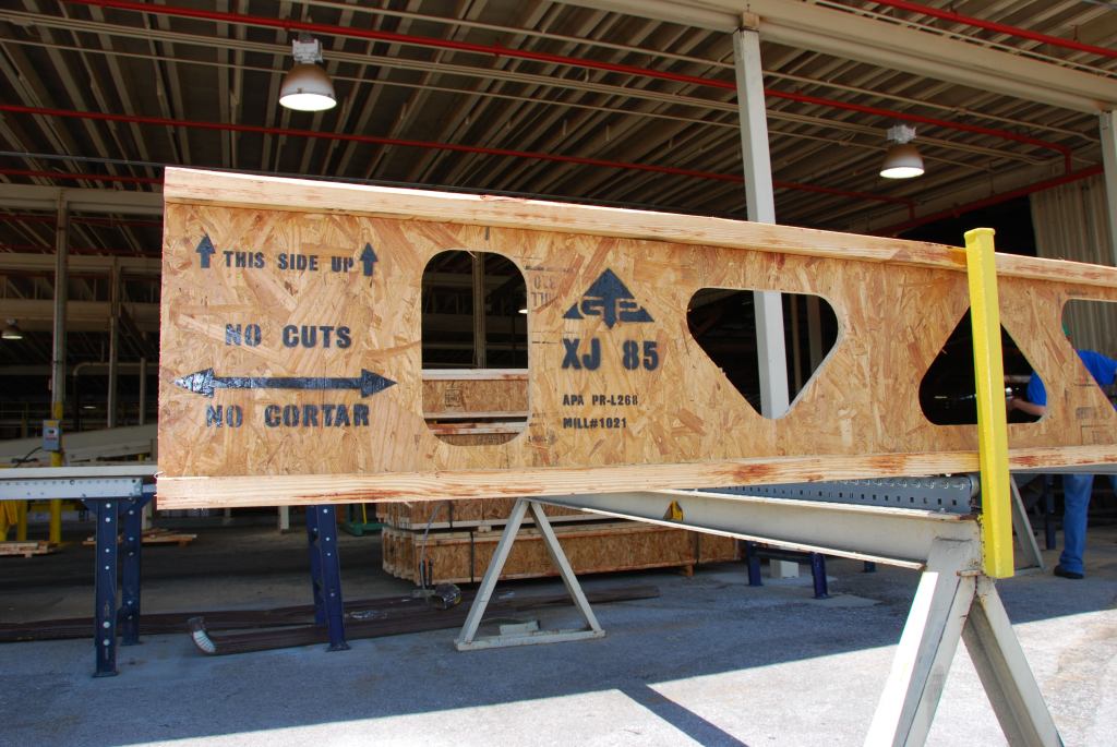 XJ 85 Wood I Beam joist from



Georgia Pacificgp.com

Strategically placed openings accommodate plumbing, wiring, and ductwork



Available in 16-inch depth and standard lengths from 6 to 26 feet



Prefabricated lengths, precut holes, and on-site trimming reduce wasted materials and time



Openings are closer to the end of the beam, closer together, and wider for increased versatility