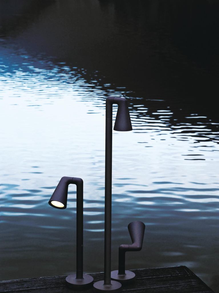 Created by Italian designer Antonio Citterio with Toan Nguyen, Flos' Belvedere collection of outdoor lights uses remote phosphor LEDs, power LEDs, and metal halide light sources. The fixtures are available in five models—each of which has multiple height and base options—including two area lights, two spots, and a wall sconce. A four-phase finishing process combines a cast-aluminum alloy, anodized surfacing, a polyester powdercoat, and vinyl with metallic pigments. flos.com
