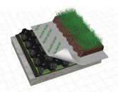Delta-Floraxx by Cosella-D¶rken Products is a dimple-shaped membrane designed for use in green-roof applications. Water drains away through the open channel system between the dimples to ensure balance between water retention and surplus drainage, and the dimples allow for water retention of up to 21 fluid ounces per square foot. Available in a 6.6' by 65' roll, it is installed on top of a root barrier. delta-floraxx.com