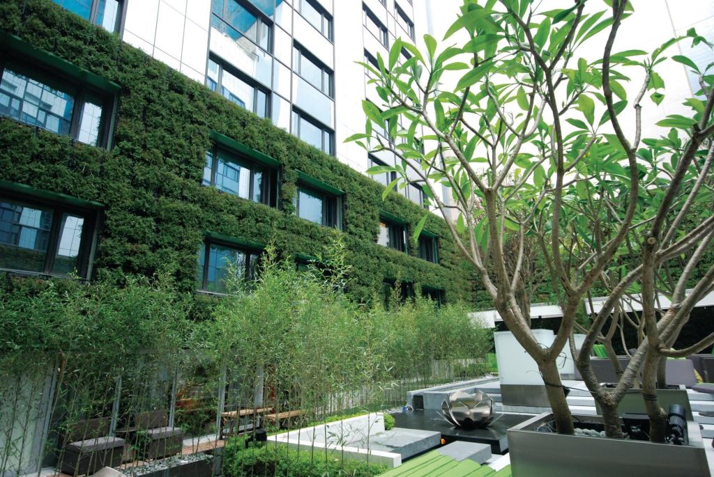 Tournesol VGM from Tournesol Siteworks is a green-wall system composed of recycled plastic planting modules and powder-coated hanging rails. Each module has a 4-1/2" or 8-1/2" soil profile, and is shipped to the jobsite where it is then assembled and filled. Grow-in takes one to three months prior to hanging. The system is suitable for vertical applications such as building fa§ades, screen walls, and walkways. ¢ tournesolsiteworks.com