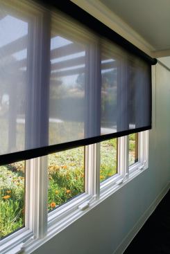 Hunter Douglas Contracts RB 500 roller-shade operation system features a heavy-duty metal clutch for smooth lift capabilities. The modular operating system accommodates chain, crank, and motorized applications; multiple blinds can be coupled and operated simultaneously. Various hardware options for pockets, fascia, dual shades, and other applications are available. ¢ hunterdouglascontract.com