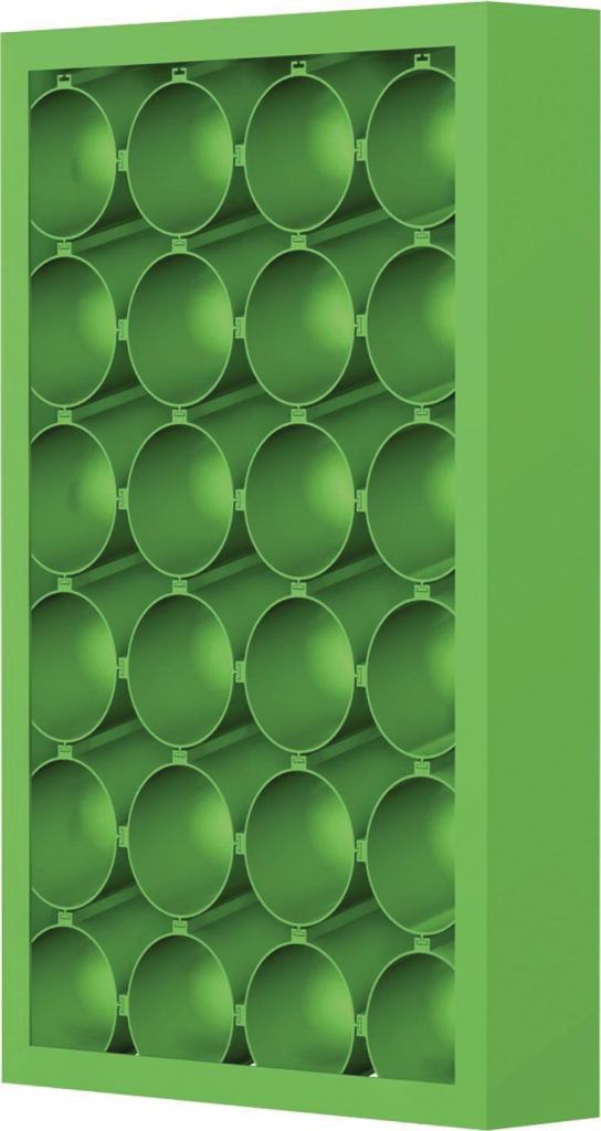 Airolite Co.s circular geometric grille creates a uniform visual screen or architectural accent with circular tube members that can be rotated from 0 to 60 degrees. Built in depths from 2" to 6", the circular geometric grilles have blades configured with a 6" center spacing to achieve desired sight lines, are made of extruded aluminum, and are 1/10" thick. The grilles can be used as an architectural accent element, on entire fa§ades for sight and solar screening, or as security barriers. They are available in an array of enamel, fluoropolymer, and clear and color anodized coatings. They are maintenance-free and compatible with other fa§ade elements. airolite.com