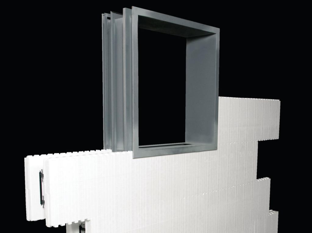 The NoricF4 custom metal frame for doors and windows from Reward Wall Systems enhances the building envelope required by Insulating Concrete Form (ICF) construction. The preformed steel, two-in-one frame combines the buck and the frame into one system, eliminating waste, reducing installation time, and allowing greater customization. The NoricF4 is preassembled, welded to specifications from building plans, and designed and made to fit snugly around the EPS foam thickness of any ICF. It accommodates drywall returns and integrated continuous concrete anchors, includes press-in-place weatherstripping, and is prepped for door hardware. Mullions and integral glazing stops are optional. rewardwalls.com