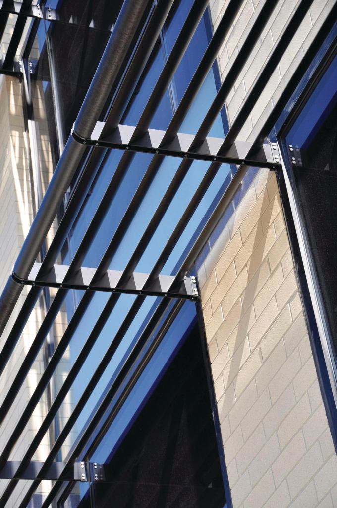 Tubelite now manufactures all of its architectural extruded aluminum products (including storefront, curtain wall, entrance, and daylight control) with EcoLuminum, a high-recycled-content aluminum billet composition developed with environmentally friendly finishes. EcoLuminum requires 95% less energy to produce than standard, nonrecycled billet, and its anodized finish sends 90% less waste to landfills than traditional caustic-etch anodizing. Tubelite formulated EcoLuminums standard billet composition contains a minimum of 80% reclaimed aluminum, with a post-consumer content average of 34%. Paint finishes are also applied and controlled in an environmentally effective manner. ecoluminum.com