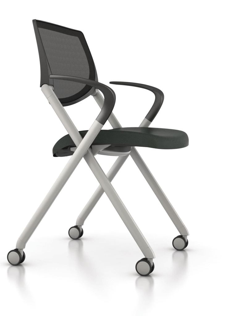 These durable, comfortable, and versatile chairs from Allsteel are suitable for training rooms, caf©s, and other multipurpose areas in office, hospitality, and educational settings. Seek compactly stacks and nests, is lightweight, and does not require a cart when stacked. Automatic ergonomics are built in, and the chairs flexing back encourages body movement. The pivot is positioned where the user needs support and where the body naturally reclines. The frame is available in a silver or black finish, with a polymer seat and back available in a choice of eight colors. A mesh back, available in dusk, is also an option. The chair can be ordered with or without arms and with multisurface casters or glides. allsteeloffice.com