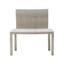 Created by Japanese architect Shigeru Ban for Artek, the modular 10-Unit System is based on L-shaped units that can be combined in different ways to make a chair, a table, or a bench. The chair and table each require 10 units, while the bench requires 20. Made of UPM ProFi, a wood-plastic composite of recycled paper and plastic, the furniture can be disposed of by incineration. Black and white are the standard colors; the chair measures 33" tall, 16" wide, and 17" deep, while the table is 27-1/2" square. The bench is 33" high and 31" wide. artek.fi