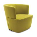 A modern reinterpretation of the club chair, Joel, distributed by Coalesse, encourages sociability, dialogue, and decision-making in a variety of live-work settingsfor example, in a lobby or as a guest chair. Designed by Eoos for Walter Knoll, the chair features double-needle stitching along the back and two-piece construction. It has an integrated swivel return mechanism allowing users to pivot easily and then automatically return the chair to its original position. The base comes in a highly-polished, environmentally friendly trivalent chrome finish. Built to order in six weeks, it comes in a wide variety of fabric and leather options. The chair measures 29" deep by 30-1/4" wide by 27-1/2" tall. coalesse.com
