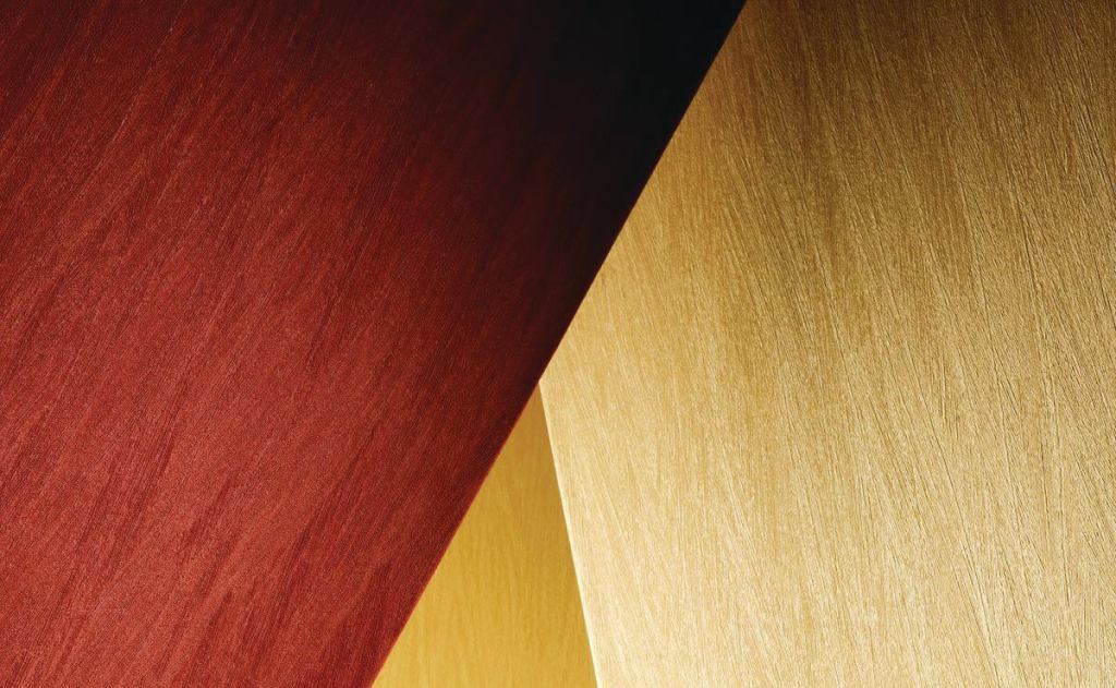 Proximity wallcovering from Versa has vertical lines meant to resemble landscapes such as striated riverbeds and wheat fields. It has 21 designs (including Sonoma grape, Aegean blue, Santa Fe Desert brown, Mesa Verde copper, Seattle gray, and Venice Beach white) and is made with Second-Look technology, which has 20% recycled content (10% of which is post-consumer). Second-Look contributes toward LEED points by recycling used wallpaper. Proximity is composed of 20-ounce, low-VOC, Type II vinyl on Osnaburg backing and uses water-based inks and adhesives. It measures 52" or 54" and is available with Permavent, a microventing technology that allows walls to breathe. versawallcovering.com