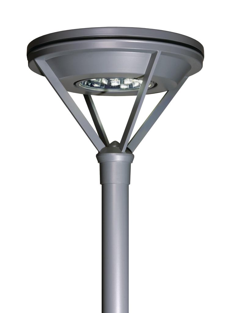 Architectural Area Lightings new Largent LED high-performance area luminaire is part of the companys Designer SSL series and features MicroEmitter technology, allowing it to be precisely aimed with minimal glare. Largents EmitterDeck consists of an array of replaceable MicroEmitter modules that tightly and precisely control each diode; a secondary perimeter reflector redirects any stray light, resulting in 50% less glare than typical exposed LED systems. The post-top luminaire has a modern geometric die-cast housing available in 13 standard colors and comes in four distribution patterns and two color temperatures. Field-replaceable upgrade kits are available, including for HID-to-LED retrofits. aal.net