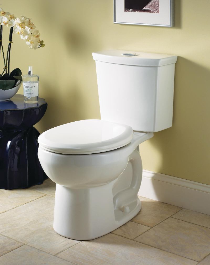 H2Option from American Standard is a dual-flush toilet with jetted bowl cleaning. The siphonic toilet uses 1 gallon of water on the low setting. When the user flushes H2Option, some of the water is instantly diverted to the rim, where there are a series of chambers. The air in the chambers pushes the water forcefully out into the bowl. Combined with the force of the rest of the water entering the bowl, a strong siphon is created, removing all waste and paper. The bowl has a normal slope with a generous water spot. The H2Option two-piece dual flush toilet is available in a variety of styles that include Right Height Elongated, Elongated, and Round Front, in white, bone, and linen. americanstandard.com