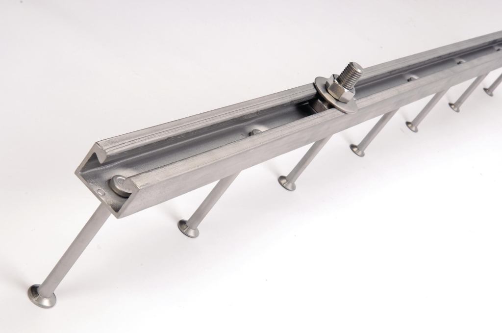 Jordahls Anchor Channels, distributed by Decon USA, are embedded in concrete and used to securely transfer high loads for flexible connections of glazing panels to high-rise buildings, as well as elevator shafts, tunnel construction, and masonry connections. The channels provide anchoring without damaging a concrete structure or its reinforcement, require no welding or drilling, increase load capacity near reinforcement, and have a high capacity for static and dynamic loads. They come in cold-formed and hot-rolled profiles, in either hot-dipped galvanized or stainless steel. Welded-on rebar channels are available for small slab thicknesses or corner pieces. deconusa.com